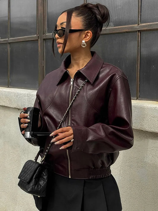 Leather bomber