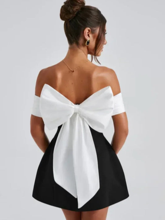 Bow decorated mini dress