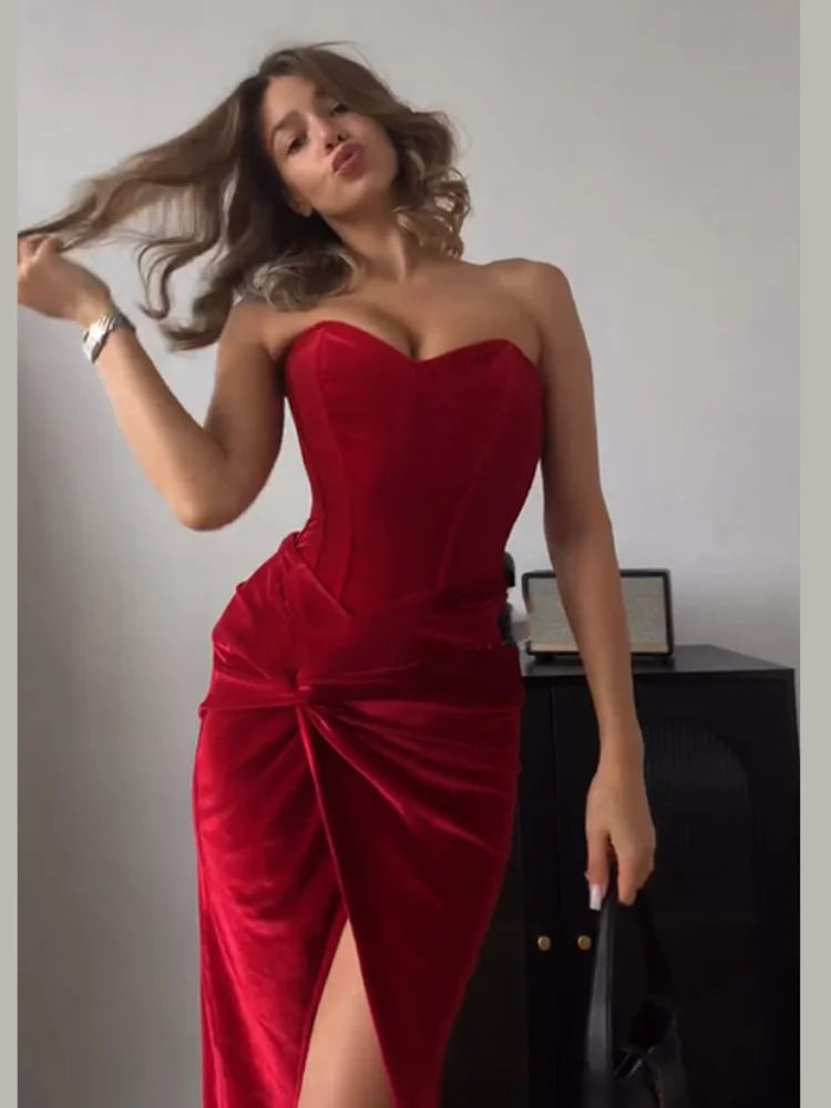 Red velvet  dress