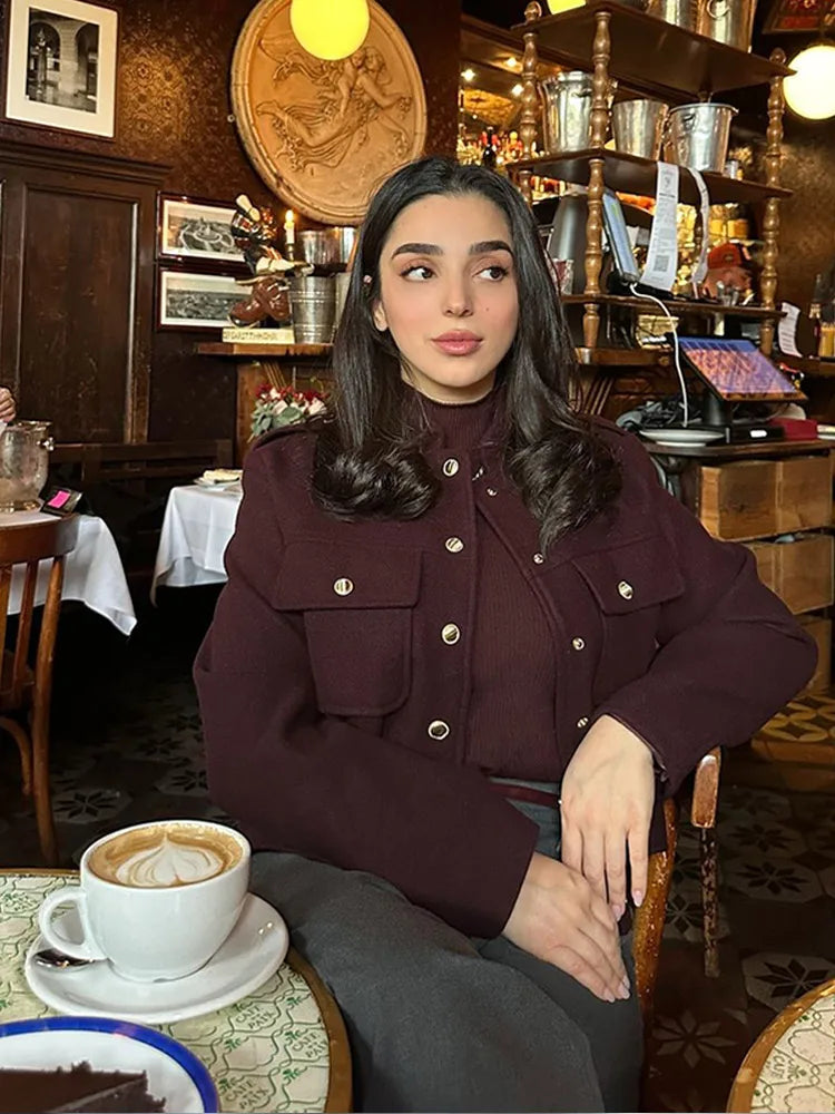 Burgundy cropped jacket