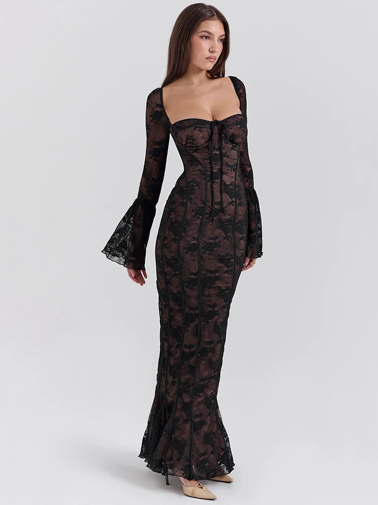 Lace long sleeve dress