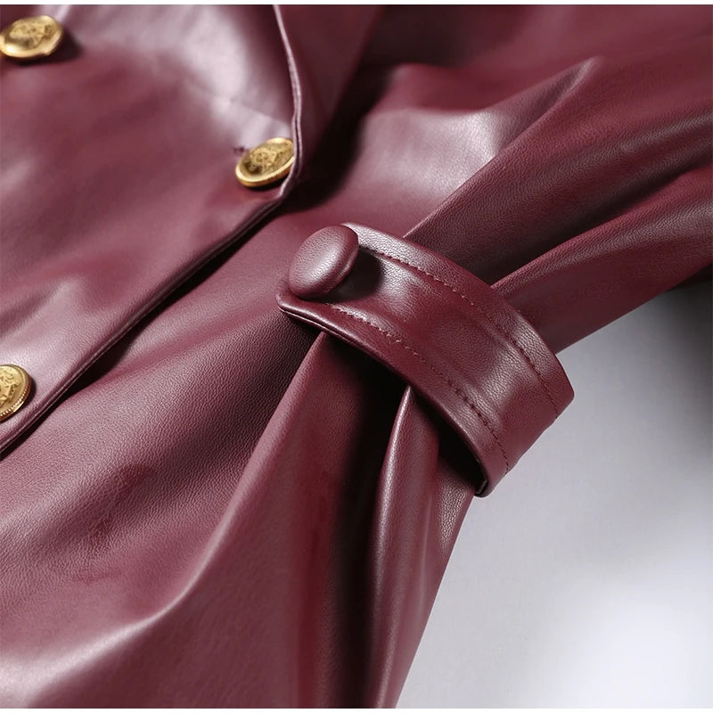 Leather burgundy set